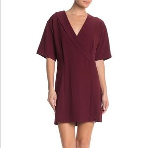 NWOT Bobeau Surplice Faux Wrap Shift Dress Wine